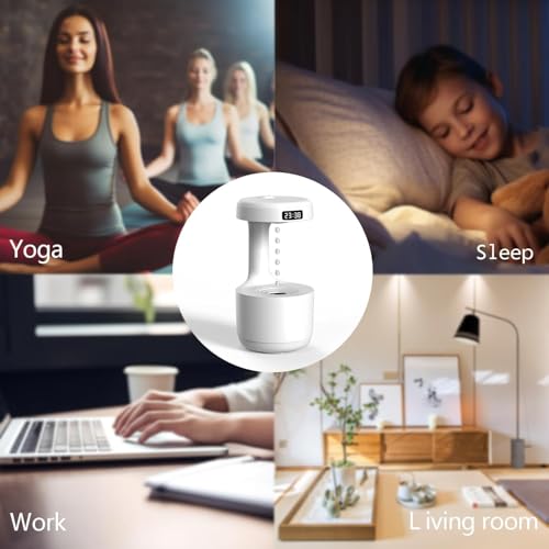 Image of Anti-Gravity Ultrasonic Cool Mist Humidifier with 800ml Water Tank, LED Display, USB Powered, Quiet Operation, Auto Water Detection & Dry-Run Protection for Bedroom, Office & Home
