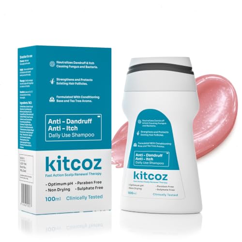 Image of Kitcoz Anti-Dandruff Shampoo, 1% Salicylic Acid & Ceramide Complex, 100ml | Exfoliates the scalp to control recurring dandruff with regular use