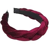 RINVEE Headbands for Women Velvet Braided Headbands Fashion Hairband Criss Cross Hair Accessories, Wine Red