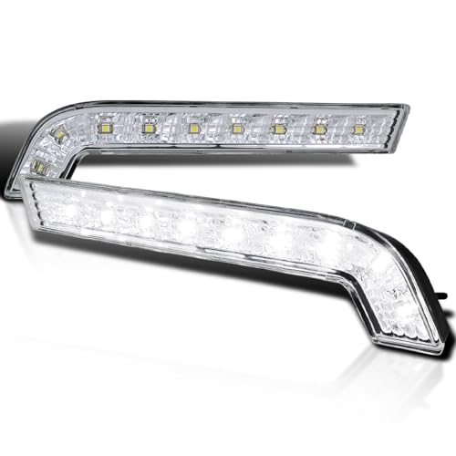 SPEC-D TUNING Clear LED Front Lower Bumper Lights Parking Lamps Compatible with 2010-2013 Ford Mustang Left + Right Pair Assembly