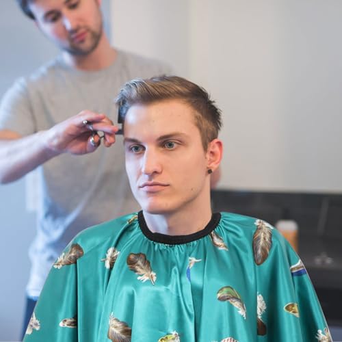 Capa de barbero para hombres y mujeres, capa de peluquería verde para estilismo, bata para corte de cabello para adultos, adecuada para uso profesional y doméstico miniatura 5