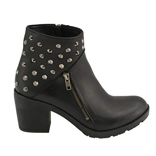 Milwaukee Leather Women’s Black Spiked Side Zipper Entry Boot w/Platform Heel-BLACK-5.52