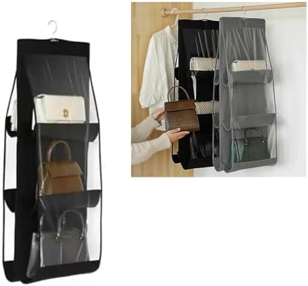 Organizador de Bolsas Cabideiro 6 Divisórias Transparente Guarda ...