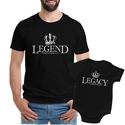 Image of Feisty and Fabulous Legend Legacy Set For Newborn boy, Gift For Proud Dad, Black 2XL & Black 0-3