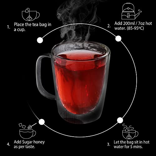Image of Blendart Hibiscus Tea Loose Leaf Herbal Tisane Tea Natural Flavour for Improves Heart and Health Lowers Cholesterol and Uplifts Mood Great for Iced or Hot Brewed - 15 Tea Bags