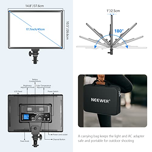 Image of Neewer NL288 LED Video Light with 2.4G Remote, 45W 4800Lux 3200K-5600K CRI 97+ Dimmable Bi-Color 18 inch Soft Light Panel for Photography YouTube Live Stream Game Zoom Meeting(Battery Not Included)