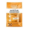 LIVAURA Retinol + Vitamin C Individually Wrapped Makeup Remover Wipes, travel essentials for Travel & On the Go, women facial cleansing towelettes, removes makeup & sunscreen – 30 single face wipes