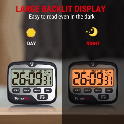 TempPro TM01 2-in-1 Kitchen Timers for Cooking with 12/24H Clock Mode - Image 5