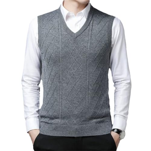 Mens Winter Fashion V-Neck Sweater Vest Short Slim Fit Solid Color Sleeveless Sweater Vest