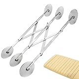 TIANLIN Tagliapasta in Acciaio Inossidabile, 3 Ruote Regolabili, Ruota Doppia per Pasta, Lama Ondulata e Liscia, Argento, Completo di Accessori Rimovibili, per Impasti, Pasticceria