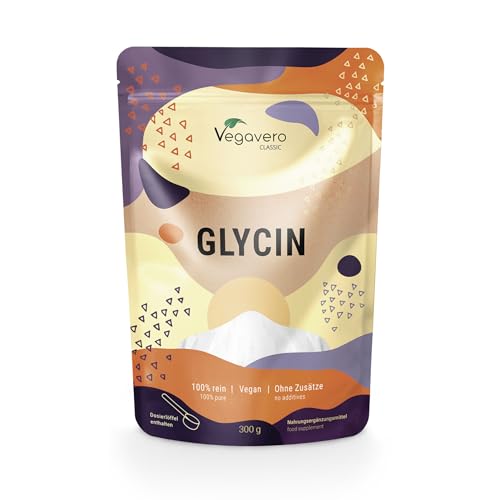 Vegavero Pure Glycine Powder 300 g | 3000 mg Daily Dose | NO Additives Lab-Tested | Recovery Muscle & Collagen Synthesis | with Measuring Spoon | Vegan