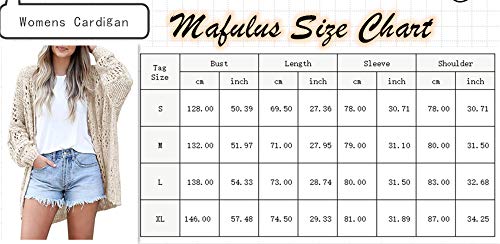 Mafulus KG1327MS2L Women'S Crochet Cardigan Kimono Boho Long Sleeve Lightweight Soft Oversized Open Front Knitted Sweater Beige thumb #3