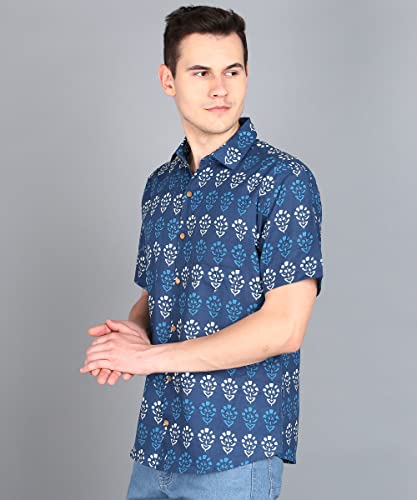 Image of BLOCKS OF INDIA Cotton Hand Block Print Half Sleeves Summer Shirt for Men