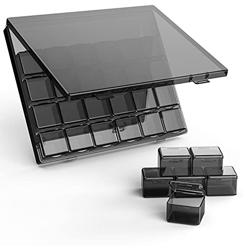 30 Packs Plastic Stackable Organizer Container With Lids, Mini Containers For Beads, Glitter, Slime, Paint Or Seed Storage - Black (Black)