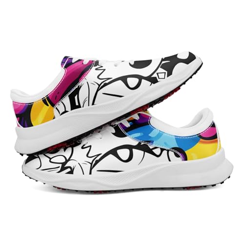 Spikeless Golf Shoes for Men, Women's Breathable Abstract Art Non-Slip Sports Walking Shoes with Ventilation Golf Sneakers2