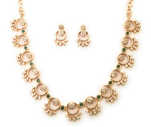 Image of Sasitrends Micro Gold Plated Peacock AD Stone Studded Jewellery Set