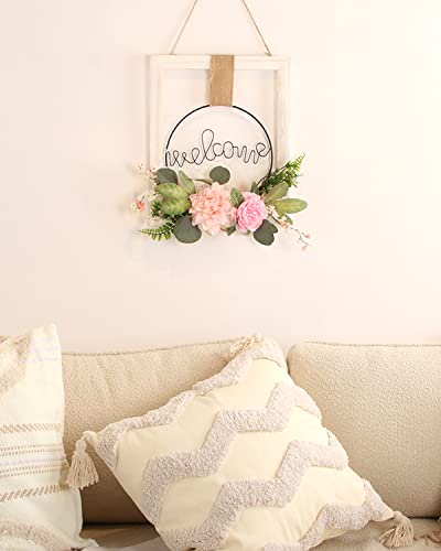 Welcome Summer Door Sign, Wooden Welcome Sign Summer Wreath For Front Door Rustic Farmhouse Wall Decorations, Boho Hanging Decor For Home Porch Cafe Outdoor Indoor, Housewarming Gift #TOP2