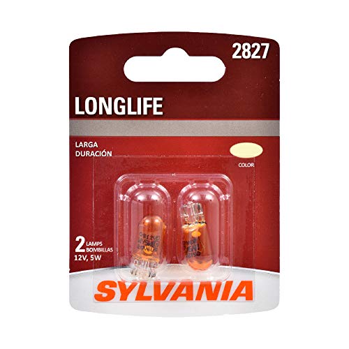 SYLVANIA - 2827 Long Life Miniature - Bulb, Ideal for Interior Lighting - Courtesy, Turn Signal, and More (Contains 2 Bulbs)