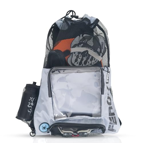 40L Mesh Swim Backpack – Water Resistant Gym & Beach Bag with Compartments, Large Mesh Backpack for Swimmers, Beach Bags for Women Men, Pool Bag with Drawstring (Grey)