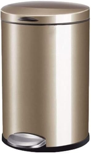 HELGN Garbage Cans Garbage Cans Brushed Stainless Steel Trash 3.1 Gallon Capacity Pedal Type Indoor Dustbins with Lid Waste Baskets Basket