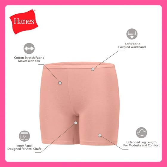 Hanes Girls Play Shorts, Cotton Stretch Play Shorts for Girls, Pull-on Shorts, Assorted Solids, Multipacks - Image 3