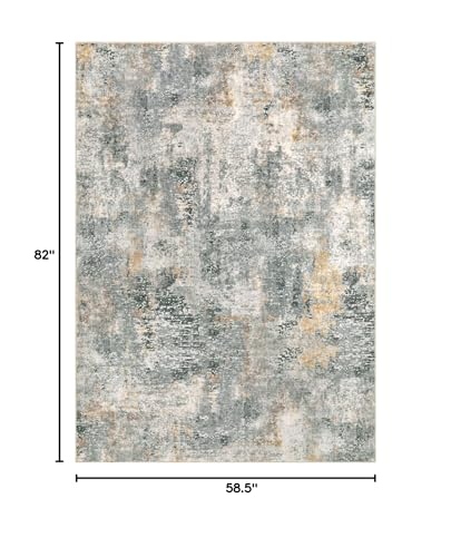 Lahome Washable 5x7 Area Rugs for Living Room, Grey Neutral Modern Abstract Rug for Bedroom Non Slip, Soft Contemporary Low Pile Indoor Carpet for Dorm Guest Dining Room Table Apartment