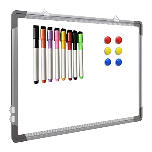 White Board Dry Erase 16' x 12' Hanging Fist School Sign,8 Magnetic Markers ，6 Magnets,Portable Writing, Drawing & Planning Whiteboard Easy to Clean Wall Whiteboard for Office School, Kids, Home
