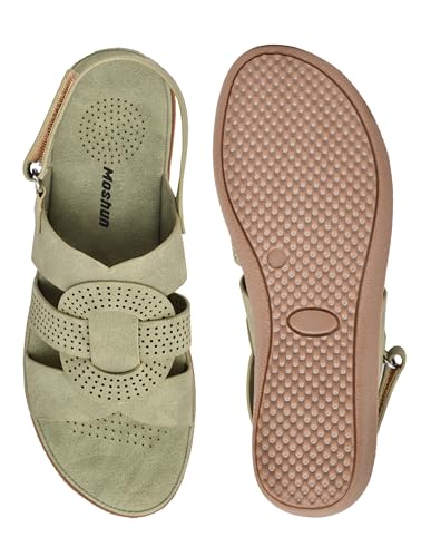 Image of Moshun Women's Criss Cross Matte Finish Flat Sandals | Comfortable Orthopedic Diabetic-Friendly Memory Foam Footbed | Anti-Skid TPR Sole Casual Slip-On Flats for Ladies Dailywear Comfort