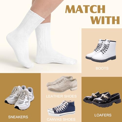Image of Justay Crew Socks for Women - Soft Knit Boot Calf Comfortable Cute Dress Cotton Socks Gifts