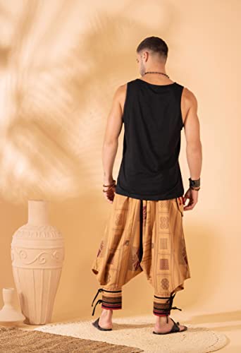 Image of The Veshti Company Hipie Harem Pants for Men Cotton Low Crotch Printed Baggy Bohemian Yoga Pajama Pant (Regular Fit)