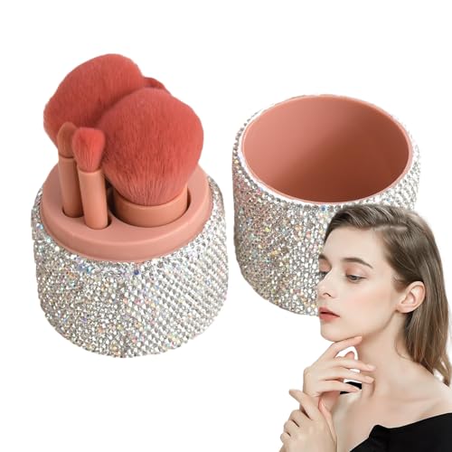 Brochas para maquillaje | Brocha cosmética, aplicador de licuadora reutilizable con estuche de diamantes de imitación para contornear, resaltar, sombra de ojos, base, corrector