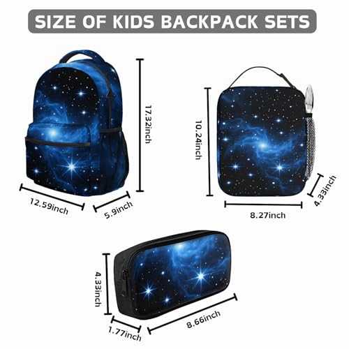 Kids Backpack With Lunch Box, Lightweight School 3 Set, Space Themed, Children Teens Elementary Middle School Christmas4