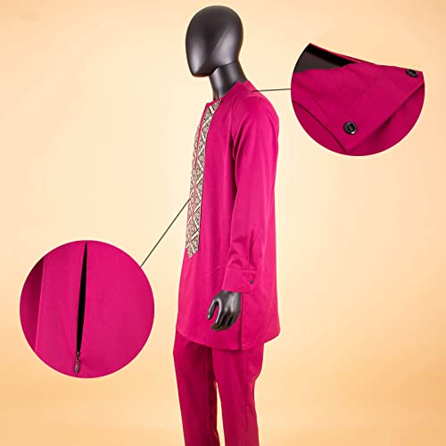 African Suits for Men Embroidery Shirts and Pants 2 Piece Set Dashiki Outfits Tribal Clothing3