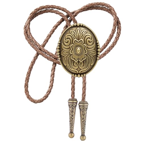 Image of GelConnie Floral Bolo Tie for Men Womens Bolo Tie Necklace Native American Black Men's Bolo Ties Western Cowboy Bolero Ties