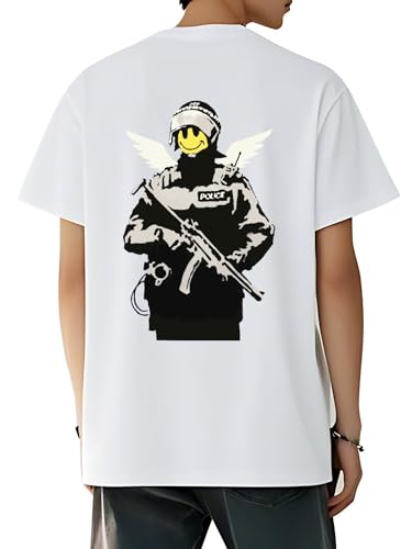 [QGWMARB] �o���N�V�[ Banksy Flying Copper T�V���c �����Y ���f�B�[�X ���� �o�b�N�v�����g �� ��������t�V���c �_�炩�� �z������ �g�b�v�X �ĕ� �ʋC�� T-Shirt �ʋΒʊw �l�C �j�����p L