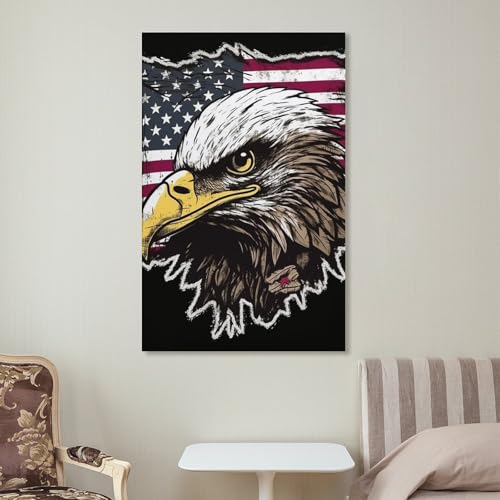 Drapeau américain sur toile murale avec cadre, cadeau déco vintage unique - 7
