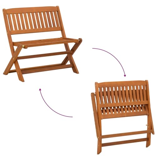 Banco infantil de madera de eucalipto marrón plegable de 61x38x57 cm para jardín 8