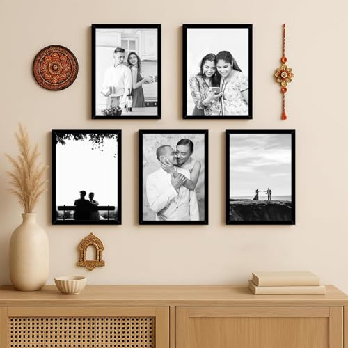 Image of A4 Size Photo Frame For Wall Set of 5 Black Picture Frame For Home and Office Decoration, Size -8x12 Inches (Design 04)