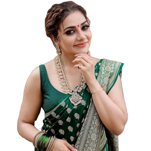 Image of Women's Kanjivaram Soft Silk BanarasiSaree With Blouse Piece