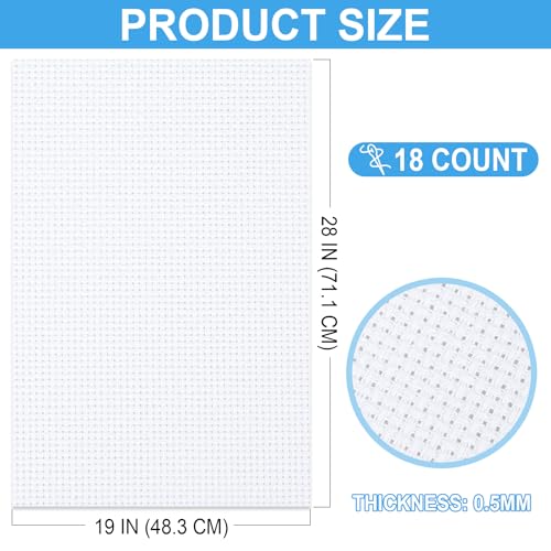 Image of MYFAMIREA Cross Stitch Aida Fabric 18 Count, 28 by 19 Inch Large Size, Classic Reserve Cross Stitch Aida Cloth for Home DIY Embroidery Decoration, White