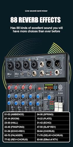 DIGIMORE 7 Channel Audio Mixer | DJ mixer Board | Bluetooth MP3 Mixer for Music With Sound Card Recording And 88 Kinds of DSP Digital Effects, USB Audio Interface for Karaoke (D-240)