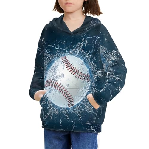 Image of WELLFLYHOM Boys Hooded Sweatshirts Hoodie Pullover Cool Graphic Crewneck Blouses Size 6-16