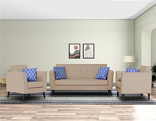 Image of Adorn India Dannis 3+1+1 5 Seater Sofa Set (Beige) (3 Year Warranty)
