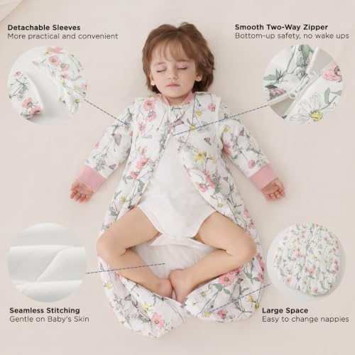 Image of Duomiaomiao 2.5 TOG Baby Sleep Sack 100% Cotton Winter Long Sleeve Baby Wearable Blanket, Super Warm Quilted Comfy Toddler Sleeping Sack