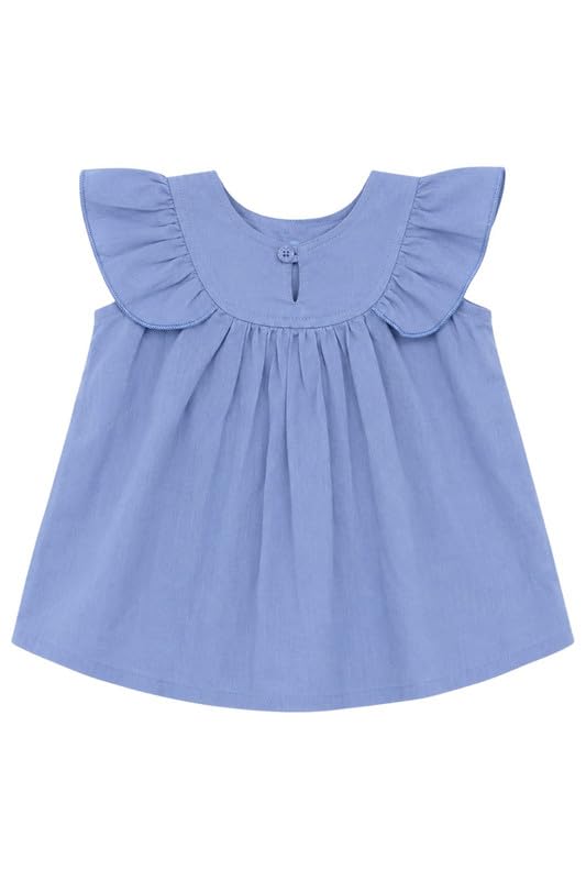 oh! baby Newborn Baby Girl Cotton Frock for Baby Girl Frock 0-6 Months Frill Sleeve Cotton Dress Front Button Baby Frock New Born Baby Girl Dress-picture-56