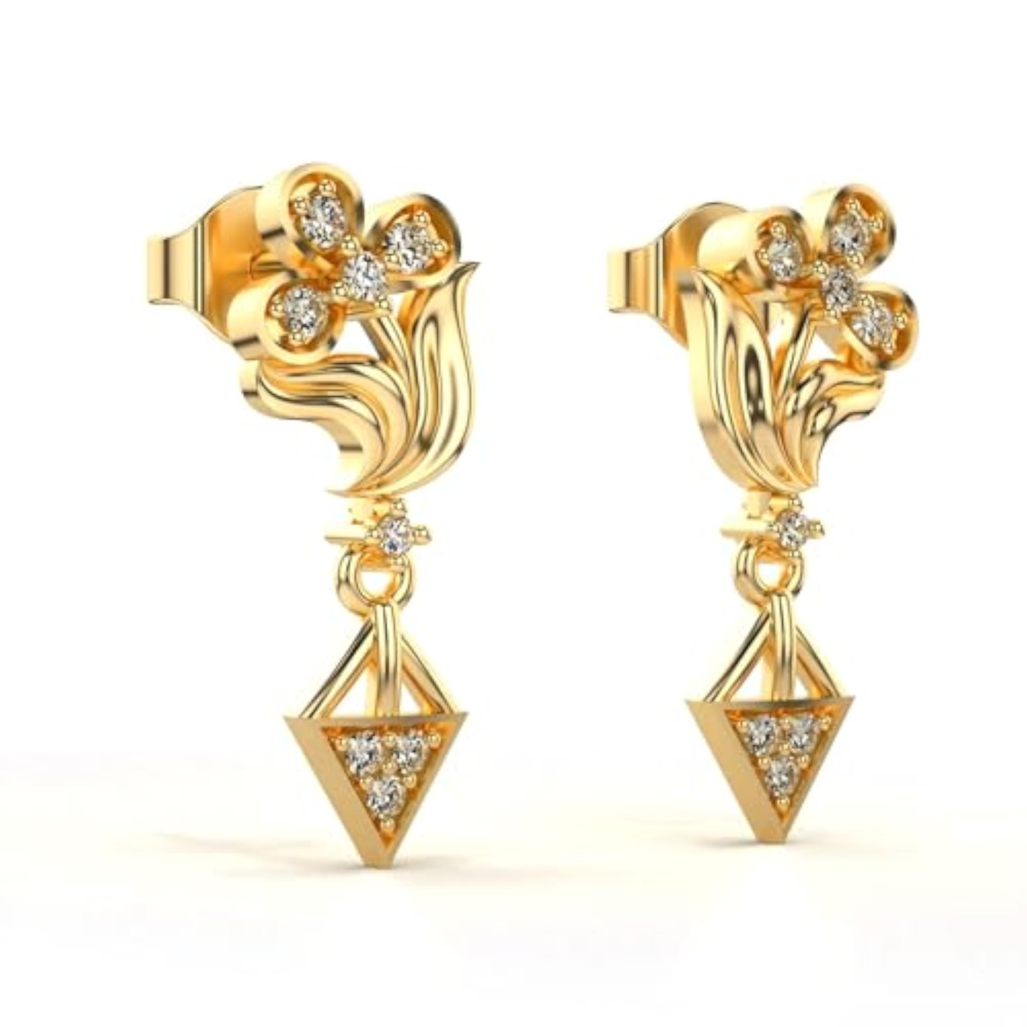 Women's Sterling Silver & Lab Grown Diamond 0.18cts Elegant Yellow Earrings
