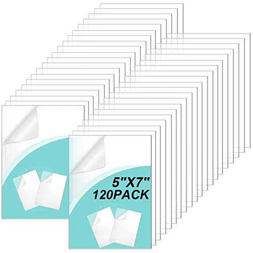 Queekay 120 Pack 5" x 7" Clear Acrylic Sheet Panel Plastic Cast Transparent Panels with Protective Paper for Arts and Craft Project Picture Frame Replacement DIY Display Painting