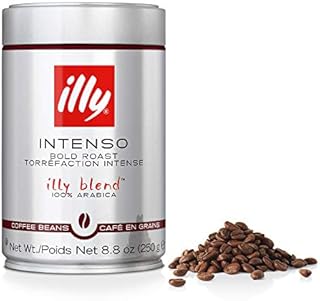 illy Intenso Whole Bean Coffee, Dark Roast, Intense, Robust and Full Flavored With Notes of Deep Cocoa, 100% Arabica Coffee, No Preservatives, 8.8 Ounce (Pack of 1)