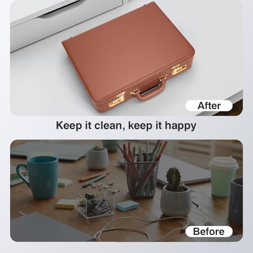 17.5x13.5x3.5 Inch Briefcases for Men - Vintage Hard Case Attache with Dual Combination Lock - PU Leather Locking Brief Case, Partitioned Storage for Laptop Document Phone Passport, Brown 5