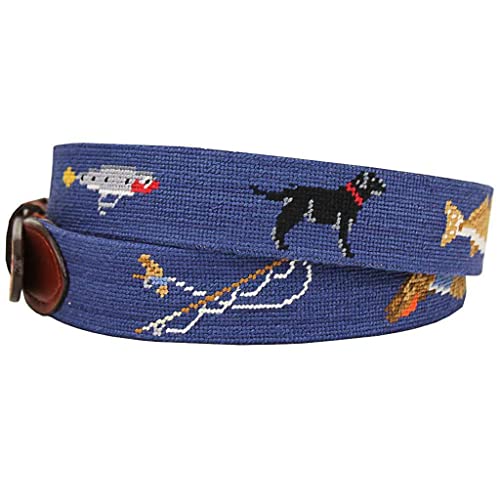 Southern Sportsman Needlepoint Belt in Navy by Smathers & Branson